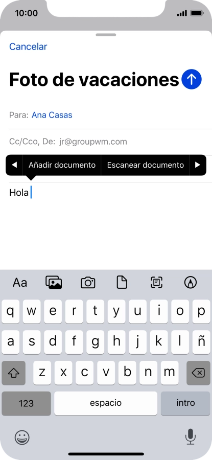 Pulsa Añadir documento y sigue las indicaciones de la pantalla para adjuntar un documento. Pulsa Añadir documento y sigue las indicaciones de la pantalla para adjuntar un documento.