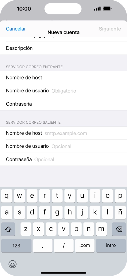 Pulsa Nombre de usuario e introduce el nombre de usuario de tu cuenta de correo electrónico. Pulsa Nombre de usuario e introduce el nombre de usuario de tu cuenta de correo electrónico.