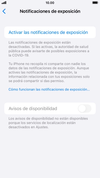 Pulsa Activar las notificaciones de exposición. Pulsa Activar las notificaciones de exposición.