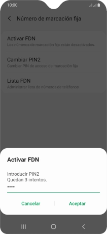 Introduce el código PIN2 y pulsa Aceptar. Introduce el código PIN2 y pulsa Aceptar.