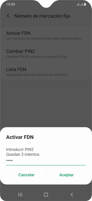 Introduce el código PIN2 y pulsa Aceptar. Introduce el código PIN2 y pulsa Aceptar.