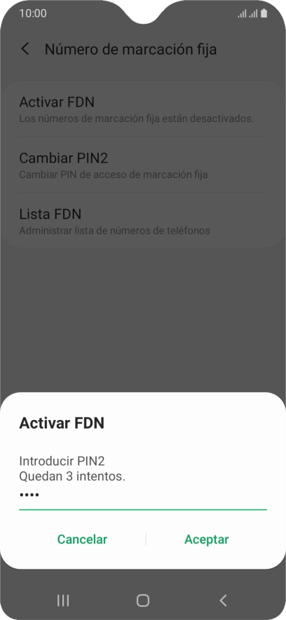 Introduce el código PIN2 y pulsa Aceptar. Introduce el código PIN2 y pulsa Aceptar.