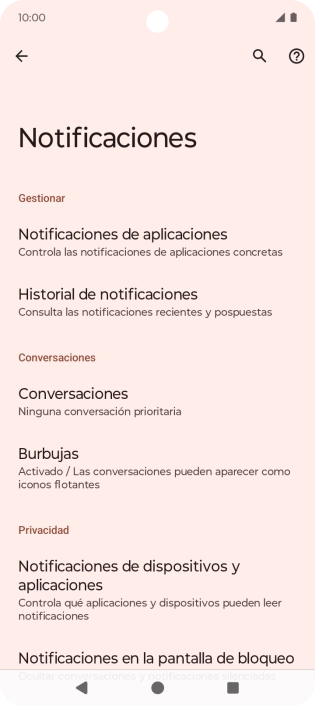 Pulsa Notificaciones de aplicaciones. Pulsa Notificaciones de aplicaciones.