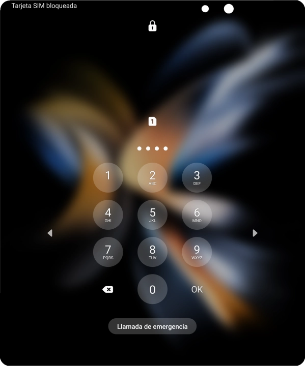 Si es necesario desbloquear la tarjeta SIM, introduce el código PIN y pulsa OK. Si es necesario desbloquear la tarjeta SIM, introduce el código PIN y pulsa OK.