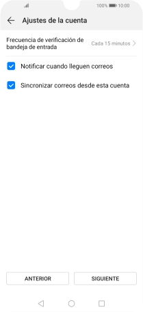 Pulsa Frecuencia de verificación de bandeja de entrada. Pulsa Frecuencia de verificación de bandeja de entrada.