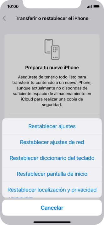 Pulsa Restablecer ajustes. Pulsa Restablecer ajustes.