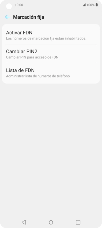 Pulsa Activar FDN para activar la marcación fija.