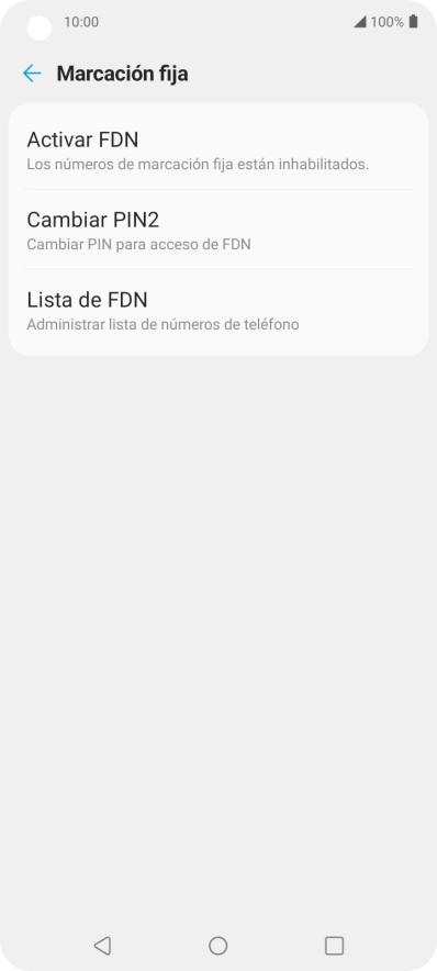 Pulsa Activar FDN para activar la marcación fija.