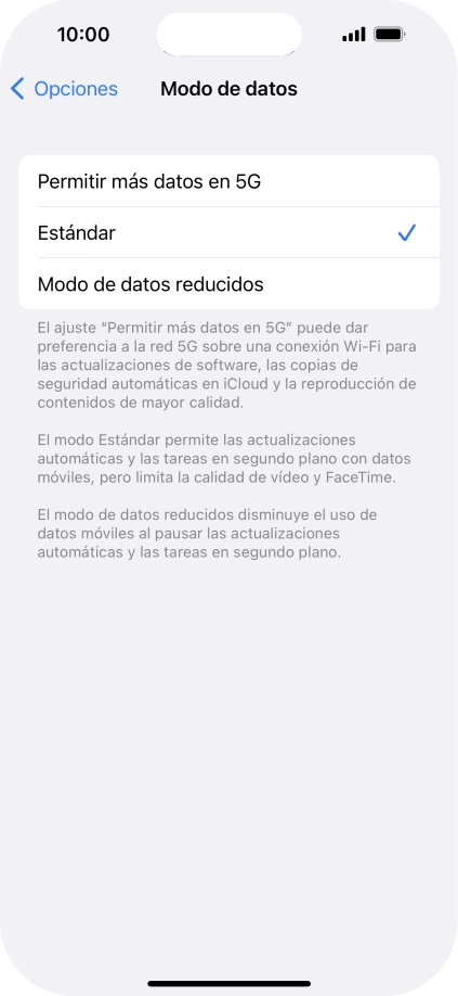 Pulsa el ajuste deseado. Pulsa el ajuste deseado.