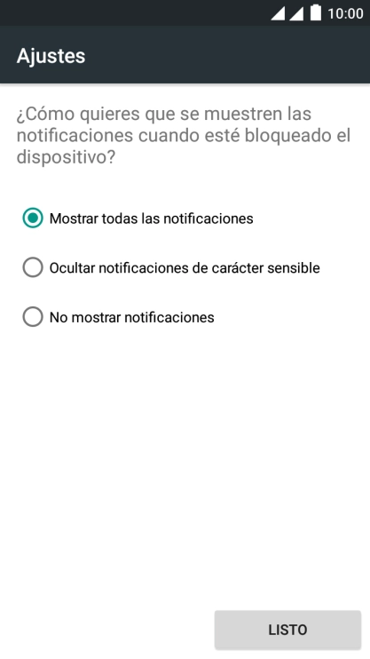 Pulsa el ajuste deseado. Pulsa el ajuste deseado.