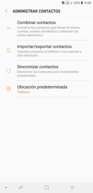 Pulsa Importar/exportar contactos. Pulsa Importar/exportar contactos.