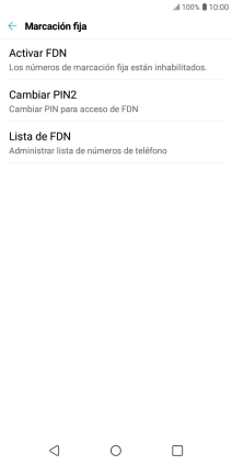 Pulsa Activar FDN para activar la marcación fija. Pulsa Activar FDN para activar la marcación fija.