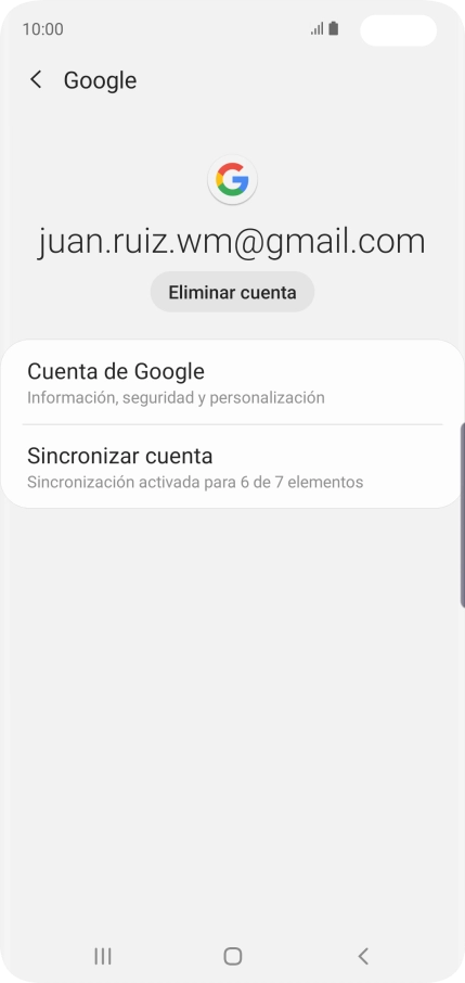 Pulsa Sincronizar cuenta. Pulsa Sincronizar cuenta.