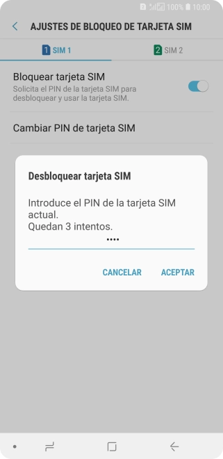 Introduce tu código PIN y pulsa ACEPTAR. Introduce tu código PIN y pulsa ACEPTAR.