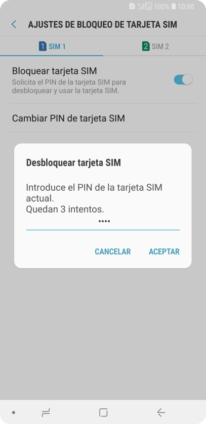 Introduce tu código PIN y pulsa ACEPTAR. Introduce tu código PIN y pulsa ACEPTAR.
