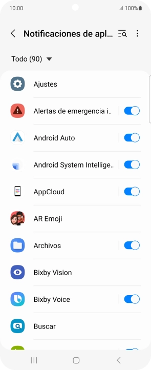 Pulsa el indicador junto a las apps deseadas para activar o desactivar la función. Pulsa el indicador junto a las apps deseadas para activar o desactivar la función.