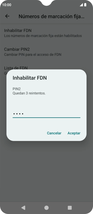 Introduce el código PIN2 y pulsa Aceptar. Introduce el código PIN2 y pulsa Aceptar.