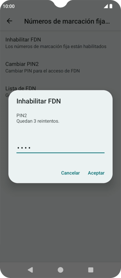 Introduce el código PIN2 y pulsa Aceptar. Introduce el código PIN2 y pulsa Aceptar.