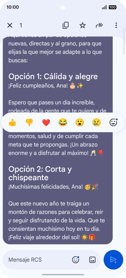 Pulsa la propuesta de texto de Gemini durante unos instantes. Sigue las indicaciones de la pantalla para utilizar el texto propuesto. Pulsa la propuesta de texto de Gemini durante unos instantes. Sigue las indicaciones de la pantalla para utilizar el texto propuesto.