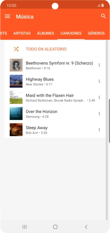 Pulsa el archivo de música deseado. Pulsa el archivo de música deseado.