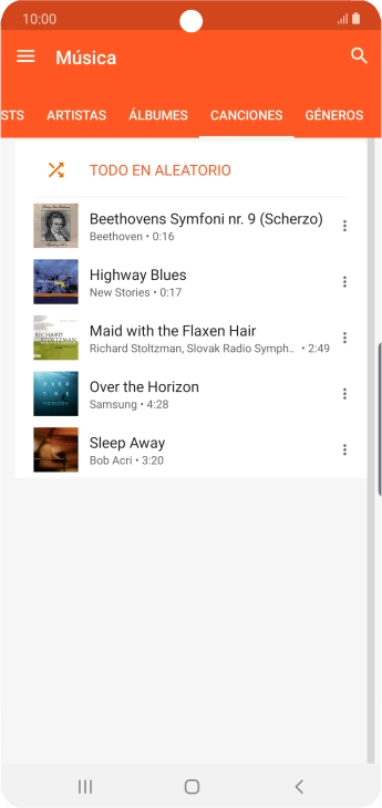 Pulsa el archivo de música deseado. Pulsa el archivo de música deseado.