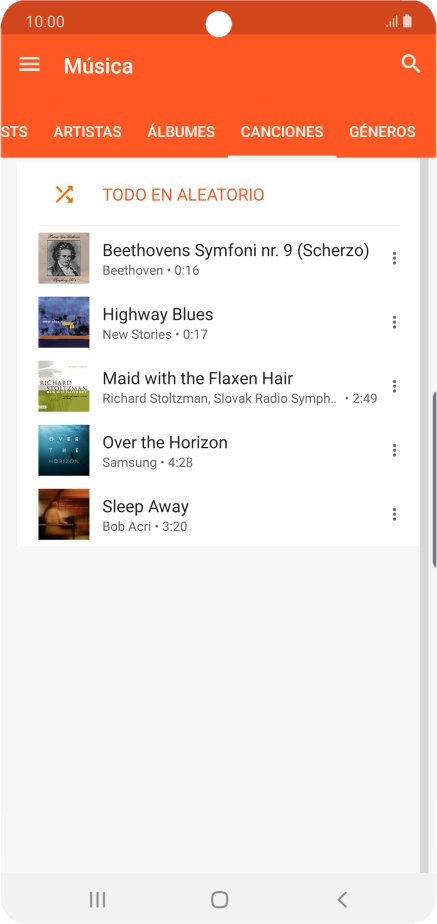 Pulsa el archivo de música deseado. Pulsa el archivo de música deseado.