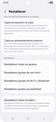 Pulsa Restablecer todos los datos.