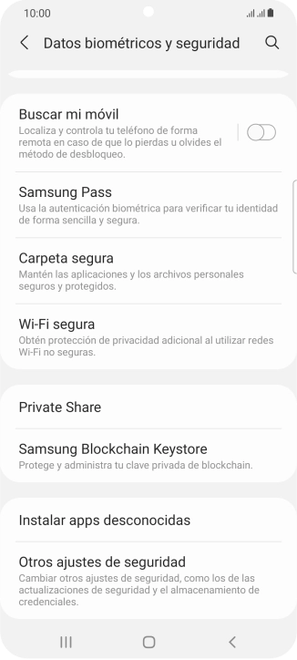 Pulsa Otros ajustes de seguridad. Pulsa Otros ajustes de seguridad.