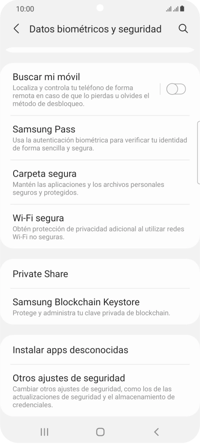 Pulsa Otros ajustes de seguridad. Pulsa Otros ajustes de seguridad.