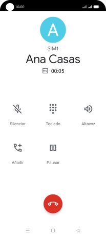 Pulsa el icono de finalizar llamada. Pulsa el icono de finalizar llamada.