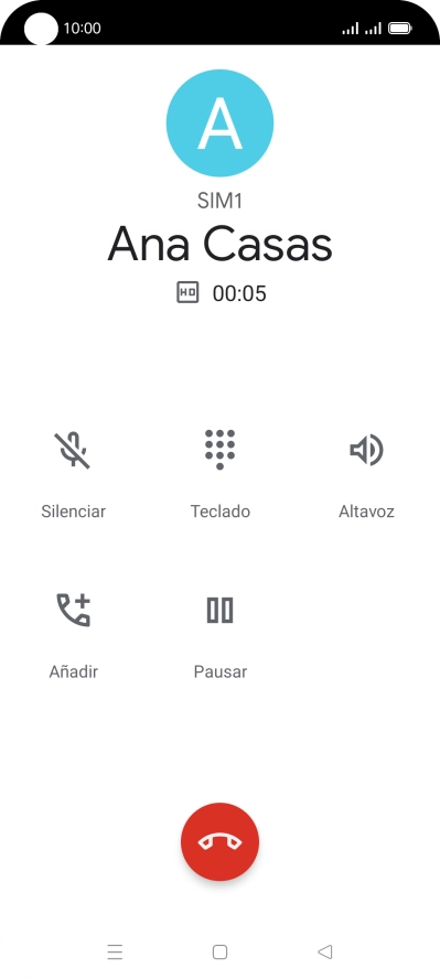Pulsa el icono de finalizar llamada. Pulsa el icono de finalizar llamada.