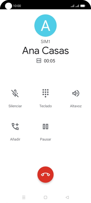 Pulsa el icono de finalizar llamada. Pulsa el icono de finalizar llamada.