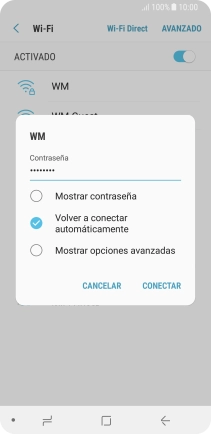 Introduce la contraseña de la red wifi y pulsa CONECTAR. Introduce la contraseña de la red wifi y pulsa CONECTAR.