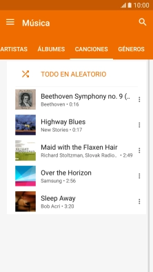 Pulsa el archivo de música deseado. Pulsa el archivo de música deseado.