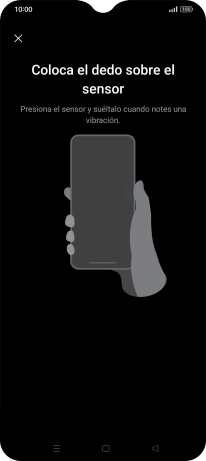 Sigue las indicaciones de la pantalla para crear una huella digital como código de seguridad.