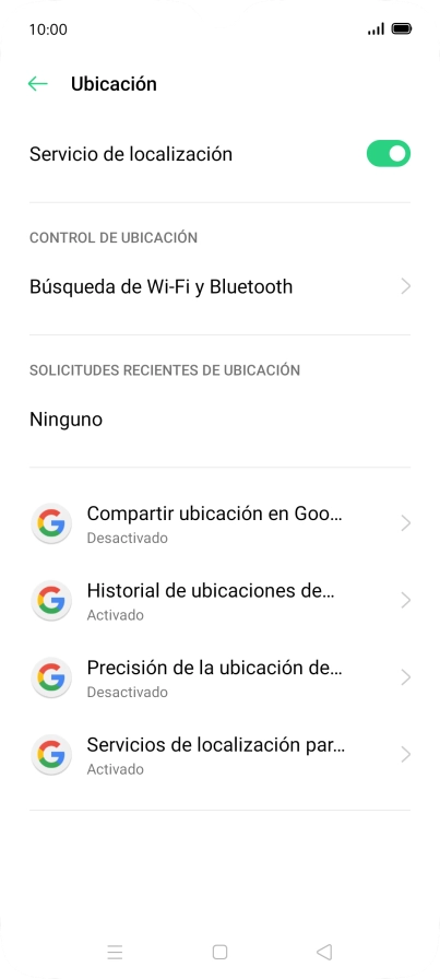 Pulsa Precisión de la ubicación de.... Pulsa Precisión de la ubicación de....