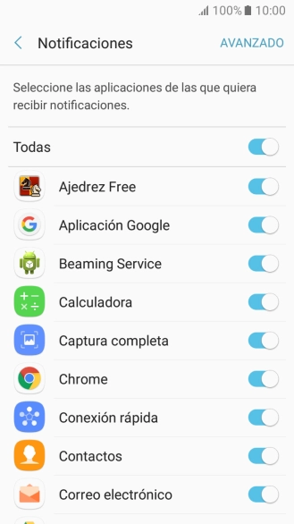 Pulsa el indicador junto a la app deseada para activar o desactivar la función. Pulsa el indicador junto a la app deseada para activar o desactivar la función.
