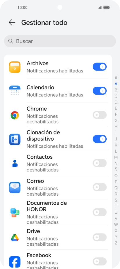 Pulsa el indicador junto a las apps deseadas para activar o desactivar la función. Pulsa el indicador junto a las apps deseadas para activar o desactivar la función.