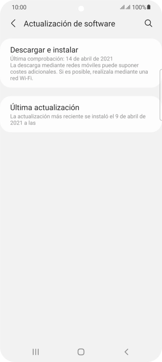 Pulsa Descargar e instalar. Si hay una versión de software nueva disponible, aparecerá ahora en la pantalla. Sigue las indicaciones de la pantalla para actualizar el software del teléfono. Pulsa Descargar e instalar. Si hay una versión de software nueva disponible, aparecerá ahora en la pantalla. Sigue las indicaciones de la pantalla para actualizar el software del teléfono.