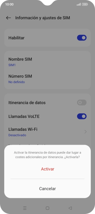 Si activas la función, pulsa Activar. Si activas la función, pulsa Activar.