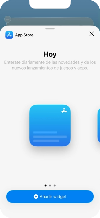 Desliza el dedo hacia la derecha o hacia la izquierda por la pantalla para seleccionar el tamaño de widget deseado.
