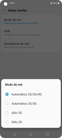 Pulsa el tipo de red deseado.