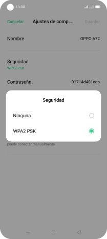 Pulsa WPA2 PSK para proteger la conexión wifi con una contraseña. Pulsa WPA2 PSK para proteger la conexión wifi con una contraseña.