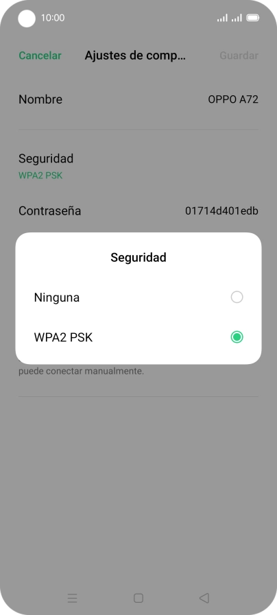 Pulsa WPA2 PSK para proteger la conexión wifi con una contraseña. Pulsa WPA2 PSK para proteger la conexión wifi con una contraseña.