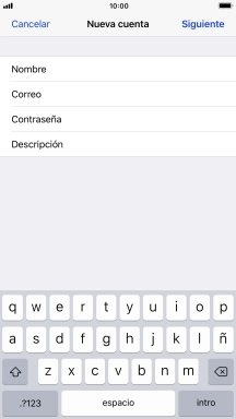 Pulsa Descripción e introduce el nombre de la cuenta de correo electrónico. Pulsa Descripción e introduce el nombre de la cuenta de correo electrónico.