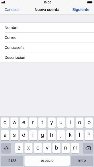 Pulsa Descripción e introduce el nombre de la cuenta de correo electrónico. Pulsa Descripción e introduce el nombre de la cuenta de correo electrónico.