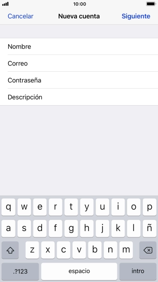 Pulsa Descripción e introduce el nombre de la cuenta de correo electrónico. Pulsa Descripción e introduce el nombre de la cuenta de correo electrónico.