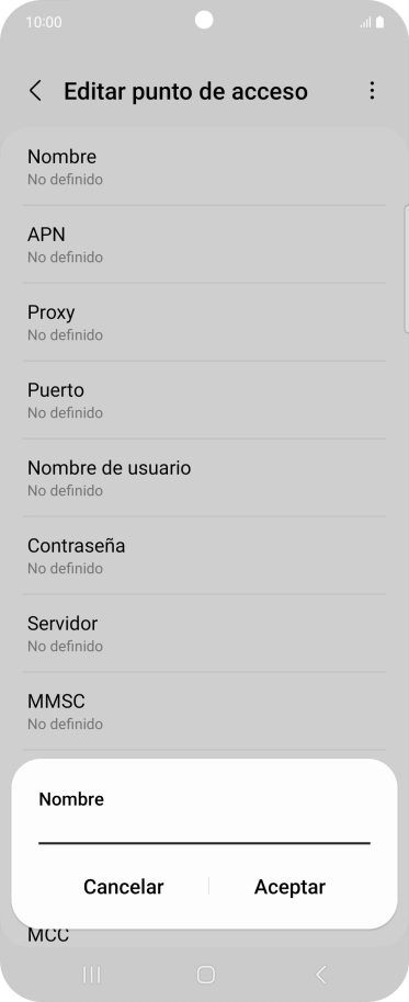 Introduce Vodafone Internet y pulsa Aceptar.