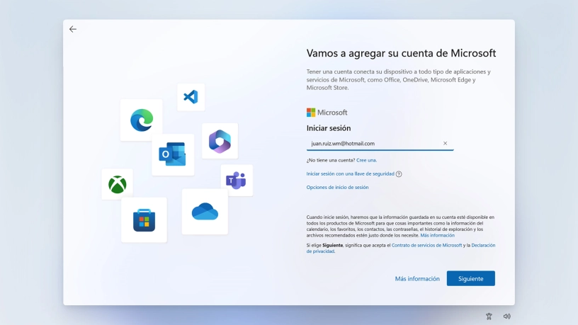 Introduce el nombre de usuario de tu cuenta de Microsoft y haz clic en Siguiente. Introduce el nombre de usuario de tu cuenta de Microsoft y haz clic en Siguiente.