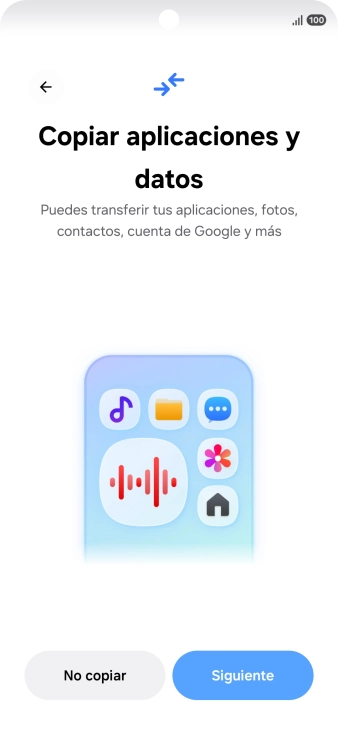 Pulsa No copiar y sigue las indicaciones de la pantalla para finalizar la activación del teléfono. Pulsa No copiar y sigue las indicaciones de la pantalla para finalizar la activación del teléfono.